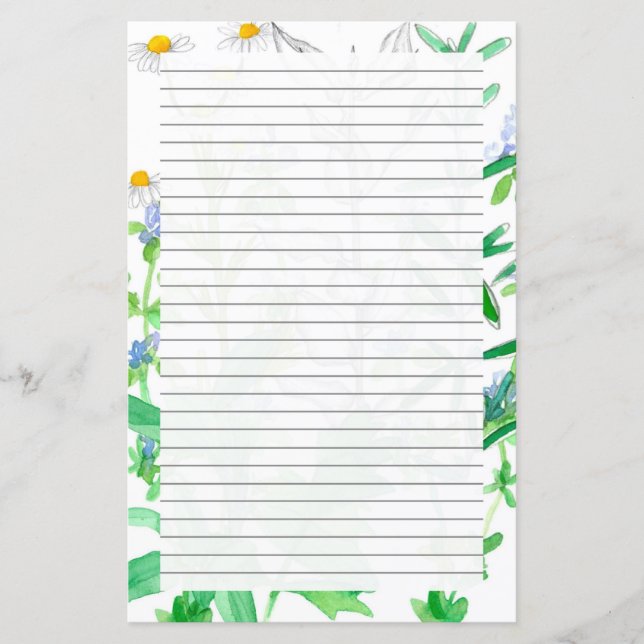 Basil Thyme Herbs Lined Stationery Letter Writing (Vorderseite)