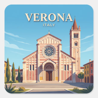 Basilica di San Zeno Maggiore Verona Italy Quadratischer Aufkleber