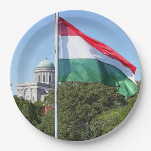 Basilika Esztergom und ungarische Flagge Pappteller