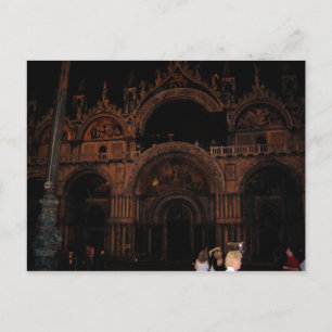 Basilika, Markusplatz, Venedig bei Nacht Postkarte