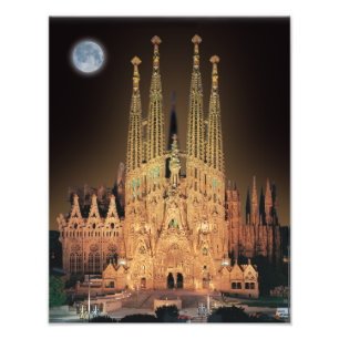 BASILIKA SAGRADA FAMILIA IN BARCELONA, SPANIEN FOTODRUCK