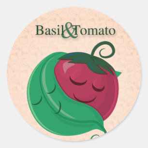 Basilikum u. Tomate Runder Aufkleber