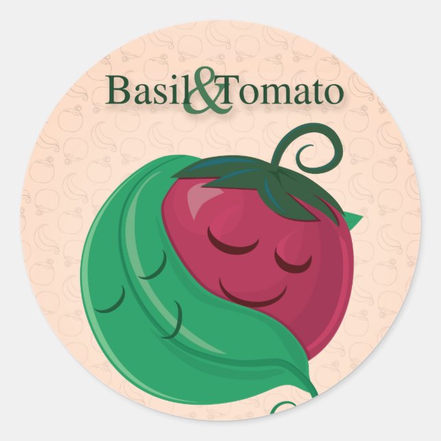 Basilikum u. Tomate Runder Aufkleber (Vorderseite)