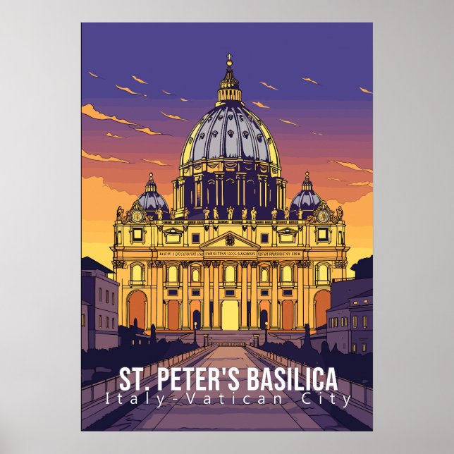 Basilique Saint-Pierre, affiche d'art touristique (Devant)