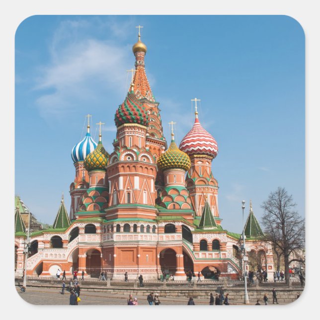 Basilische Kirche in Moskau Quadratischer Aufkleber (Vorderseite)