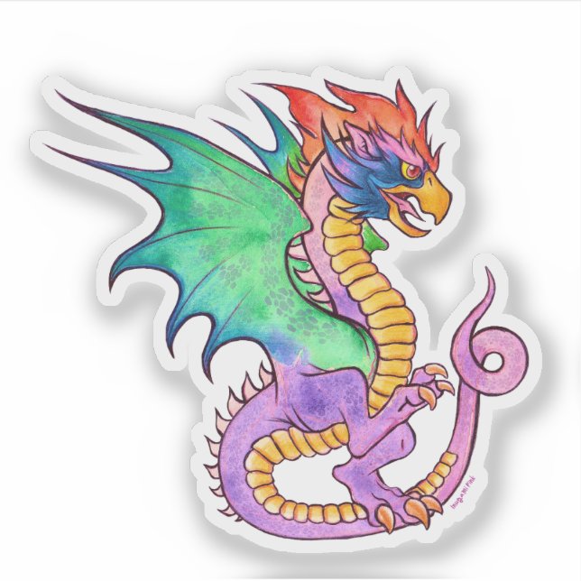 Basilisk Magenta Mittelalter Aufkleber (Vorderseite)