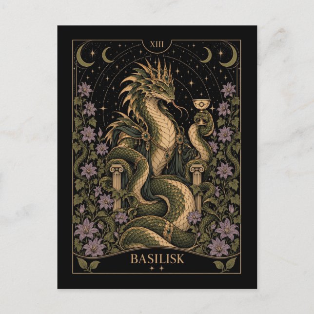 Basilisk, Sternenlicht-Tarot-Kunst Postkarte (Vorderseite)