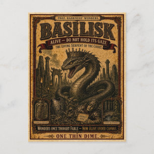 Basilisk, Vintage-Zirkus-Monster Postkarte