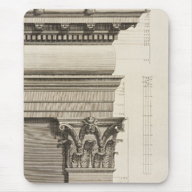 Basis, Hauptstadt und Entablature des Pilaster Mousepad (Vorne)