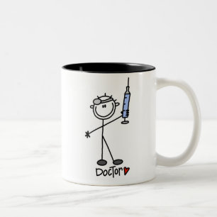 Basis-Strichmännchen-Arzt Zweifarbige Tasse
