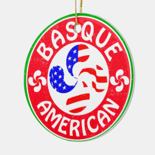 Baskenamerikana Euskara Lauburu Cross Keramikornament