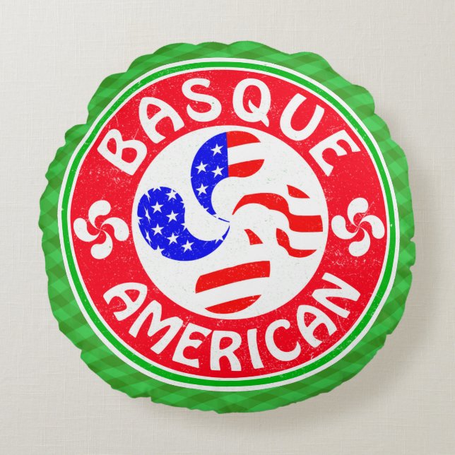 Baskenamerikaner Lauburu Cross Round Pillow Rundes Kissen (Vorderseite)