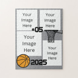 Basket-ball 4 Photo Collage Jigsaw Puzzle Gris