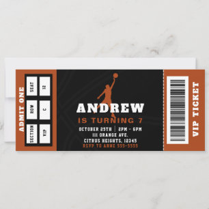 Basket-ball Anniversaire Fête Billet Invitation