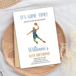 Basket-ball Black Orange Invitations