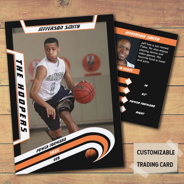 Basket-ball carte de commerce en Orange animé (Unleash the Future of Basketball Collectibles with the Basketball Trading Card in Lively Orange)