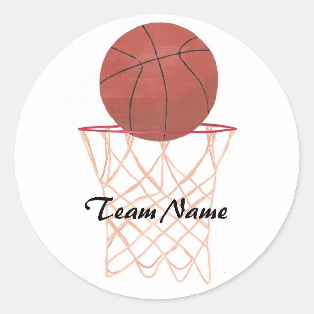 Basket-ball faisant le panier, autocollants de nom (Devant)