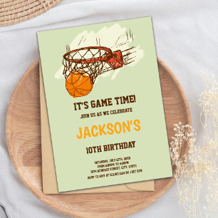 Basket Ball Green Basketball Invitations