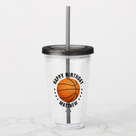 Basket Ball Happy Birthday Name Acryltrinkbecher