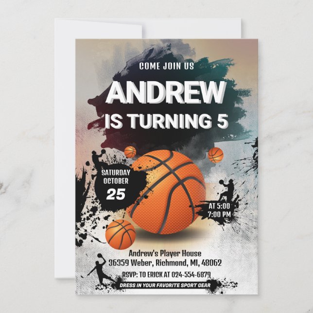 Basket-ball personnel Invitation anniversaire Spor (Devant)
