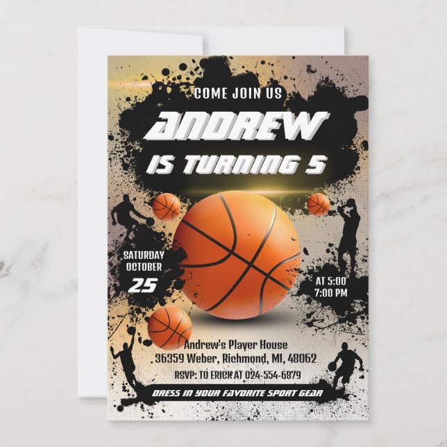 Basket-ball personnel Invitation anniversaire Spor (Devant)