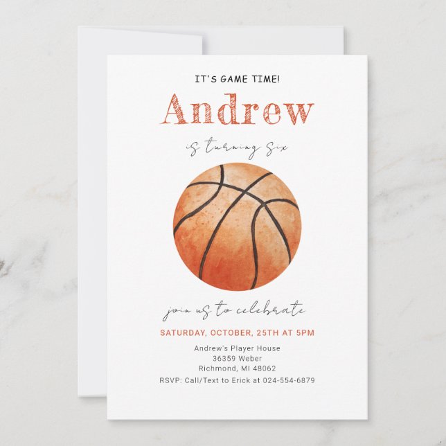 Basket-ball personnel Invitation d'anniversaire av (Devant)
