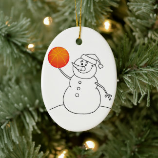 Basket-ball Snowman Vacances en céramique Ornement