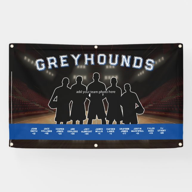 Basket Bannière Bleu et Blanc Équipe sportive (Horizontal)