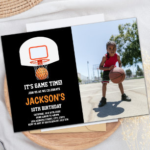 Basket noir Invitations avec photo