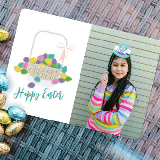 Basket of Eggs & Custom Photo Happy Easter Feiertagskarte