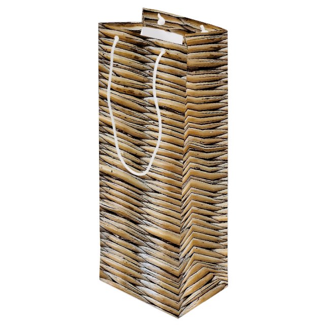 Basket Weave Macro Geschenktüte Für Weinflaschen (Rückseite Schrägansicht)