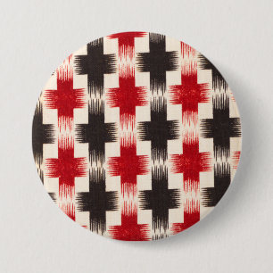 Basket Weave Muster rot und schwarz Abstrakte Kuns Button
