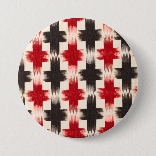 Basket Weave Muster rot und schwarz Abstrakte Kuns Button (Vorderseite)