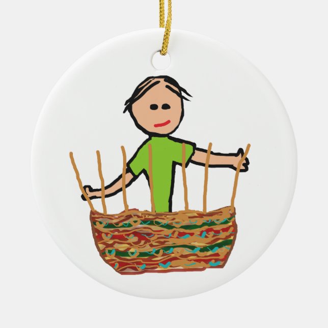 Basket Weaving Keramik Ornament (Vorne)