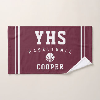 BasketbalI Icon, Custom Name & School, Team Gift Handtuch