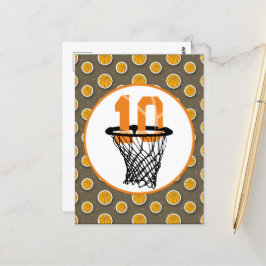 Basketball 10. Geburtstag mit Nummer in Mini-Hoop Postkarte