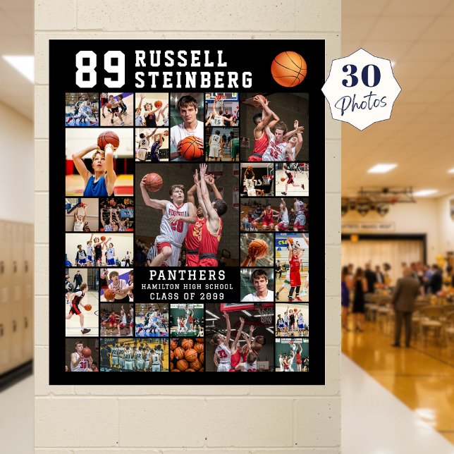 Basketball 30 Photo Collage Player Number Poster (Von Creator hochgeladen)