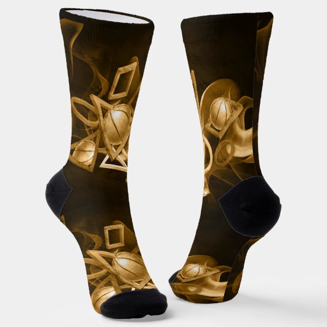Basketball 3D abstraktes Gold Socken (Gewinkelt)