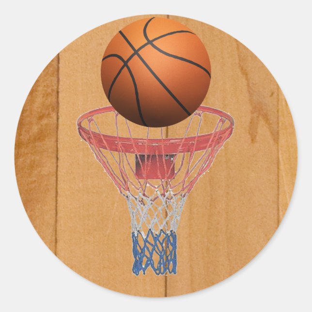 Basketball - 3D-Effekt Runder Aufkleber (Vorderseite)