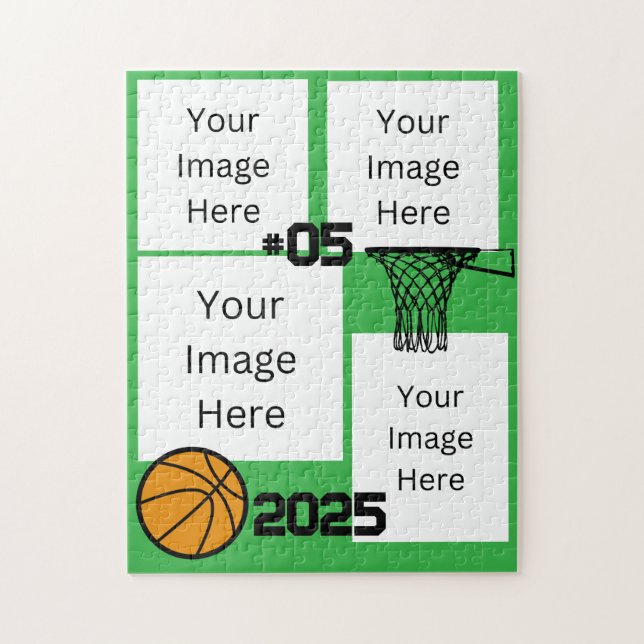 Basketball 4 Foto Collage Jigsaw Puzzle Green (Vertikal)