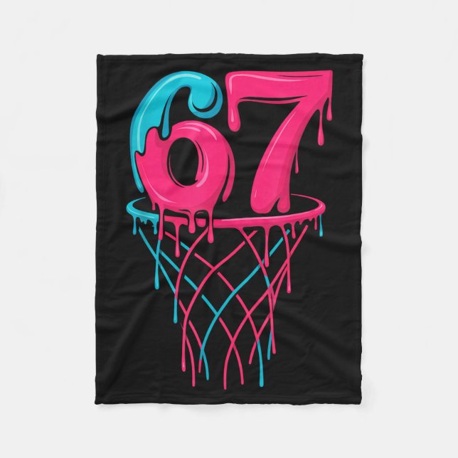Basketball 67 6 7 Seven Drip Six Gen Alpha Meme Fleecedecke (Vorderseite)