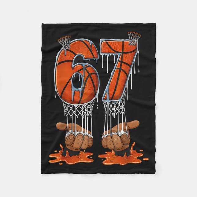 Basketball 67 Six Seven Funny Gen Alpha Meme Drip  Fleecedecke (Vorderseite)