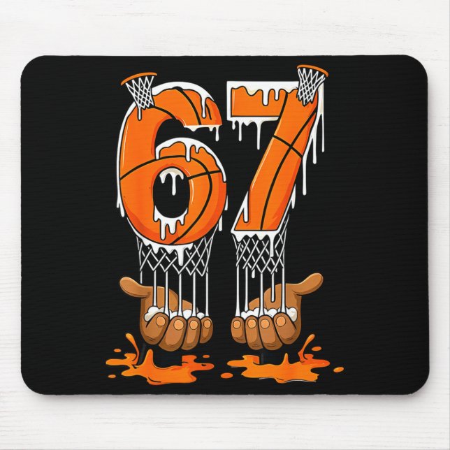 Basketball 67 Six Seven Funny Gen Alpha Meme Drip  Mousepad (Vorne)