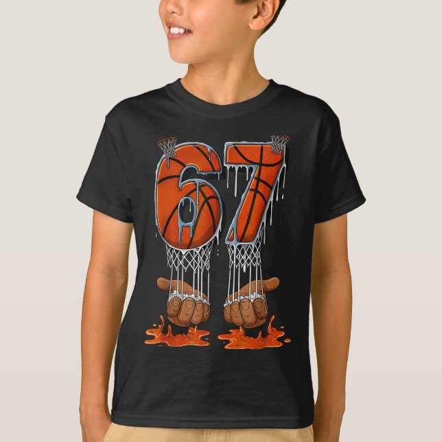 Basketball 67 Six Seven Funny Gen Alpha Meme Drip  T-Shirt (Vorderseite)