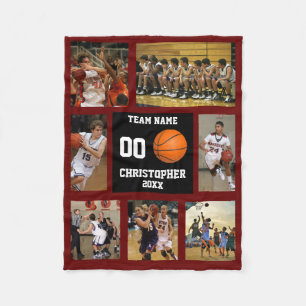 Basketball 7 Foto Collage Roter Wein Kleine Fleecedecke