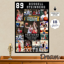 Basketball-Abschluss-Collage mit 18 Fotos