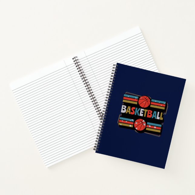 Basketball Abstraktes Word Kunst, Minimalistisch Notizbuch (Innenseite)