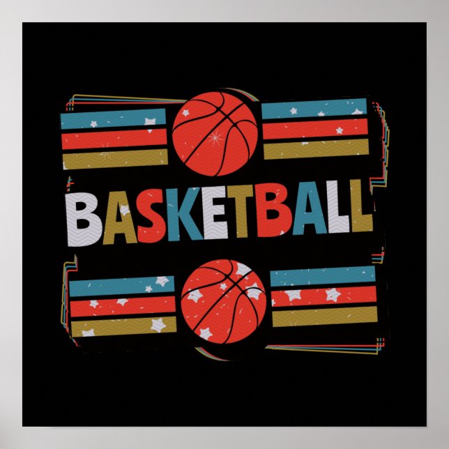 Basketball Abstraktes Word Kunst, Minimalistisch Poster (Vorne)