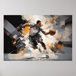 Basketball Action Sport Malerei Abstrakt Art Deco Poster