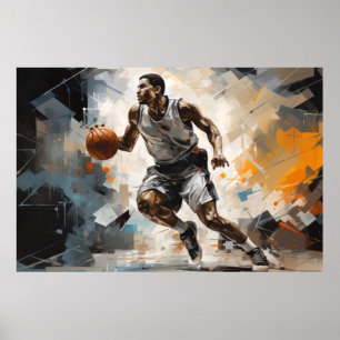 Basketball Action Sport Malerei Abstrakt Art Deco Poster